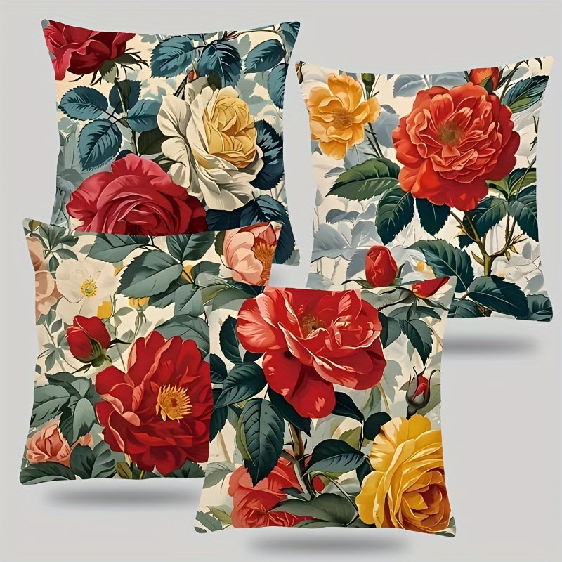 This double-sided, zippered polyester cushion case features a chic French-inspired floral design. The cover is vibrant, machine washable, and soft & cozy for home decor. Does not include insert.