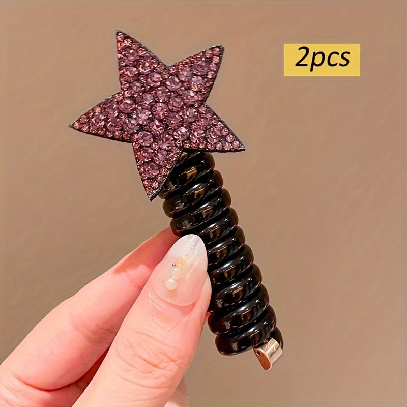 2 Cute Star Telephone Wire Headbands for Girls