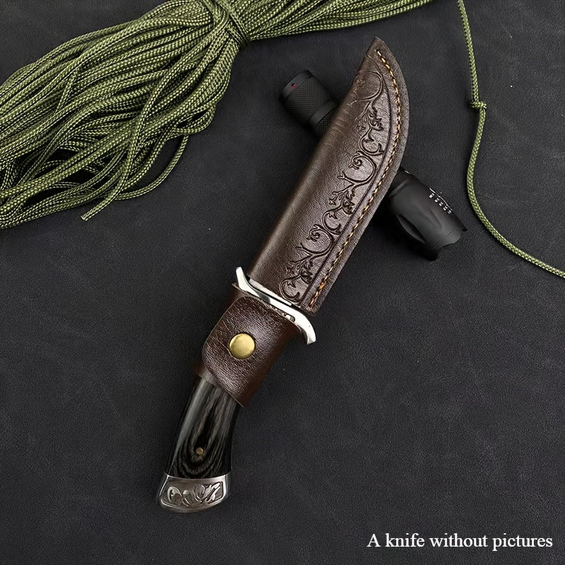 Sophisticated Knife Holder in Faux Leather with Stylish Stitching - Perfect for Outdoor Activities such as Hunting, Camping, and Hiking - Ideal Christmas Gift, Knife Sold Separately