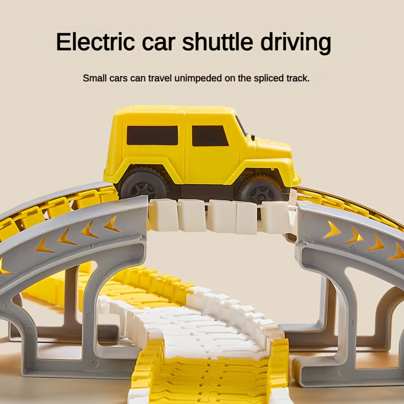 DIY electric rail car toy for kids, perfect for educational play.