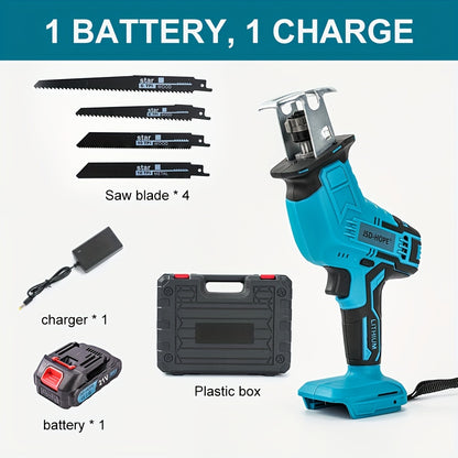 JSD-HOPE Rechargeable Electric Reciprocating Saw with Lithium Battery and European Plug.