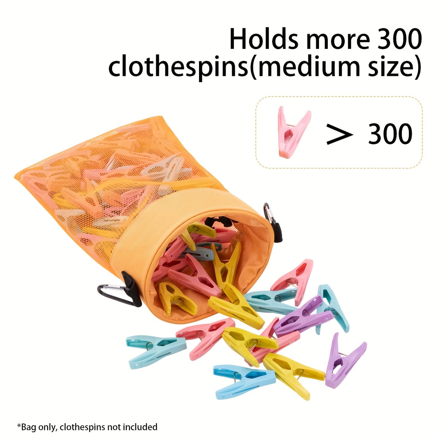 1pc Hanging Mesh Clothespin Storage Bag, Outdoor Organizer with Drawstring, Ideal for Laundry and Home Organization.