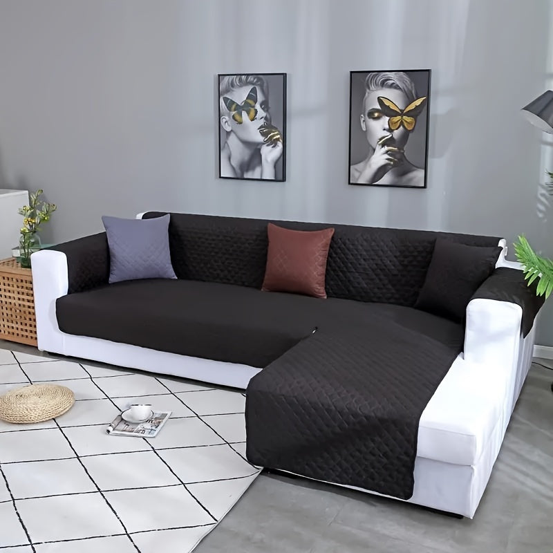 Waterproof and dustproof sofa cover for L shape sofas, pet-friendly and double-sided, perfect for living rooms, offices, and home decor.