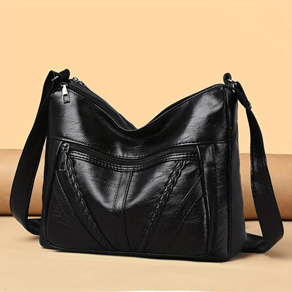 Large capacity crossbody purse with zipper closure for women's fashion.