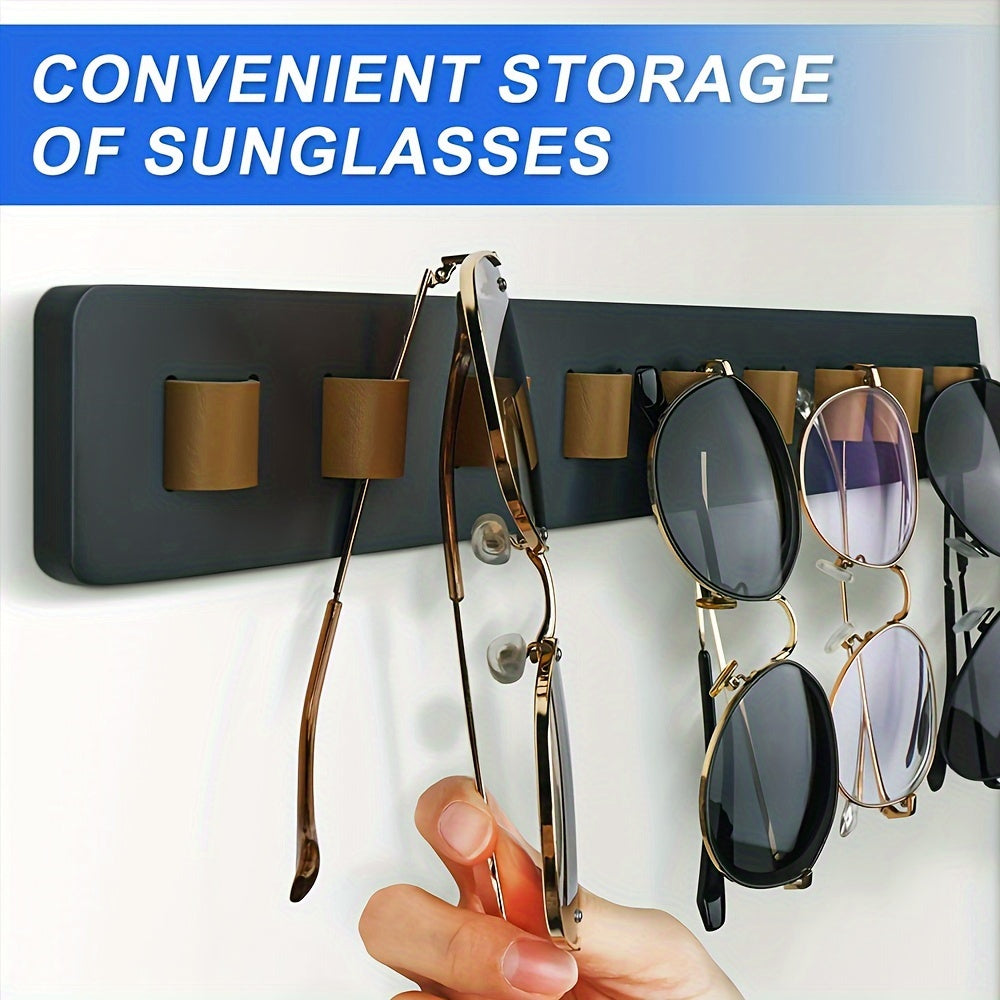 Wooden glass organizer wall-mounted rack for organizing and storing multiple glasses.