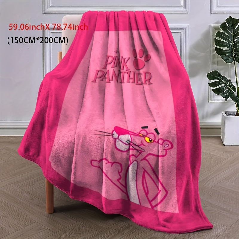 Cozy up with the stylish Pink Panther Print Flannel Fleece Throw Blanket. This soft and warm blanket is perfect for using on the sofa, in the office, or while camping or traveling. It's a multifunctional gift that can be used in all seasons, featuring a