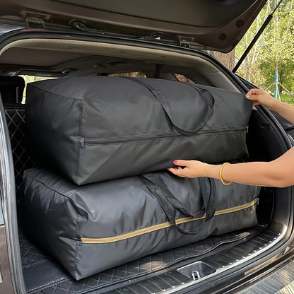 Large Oxford cloth storage bag with double zipper and reinforced handles for moving, travel, and dorm use.