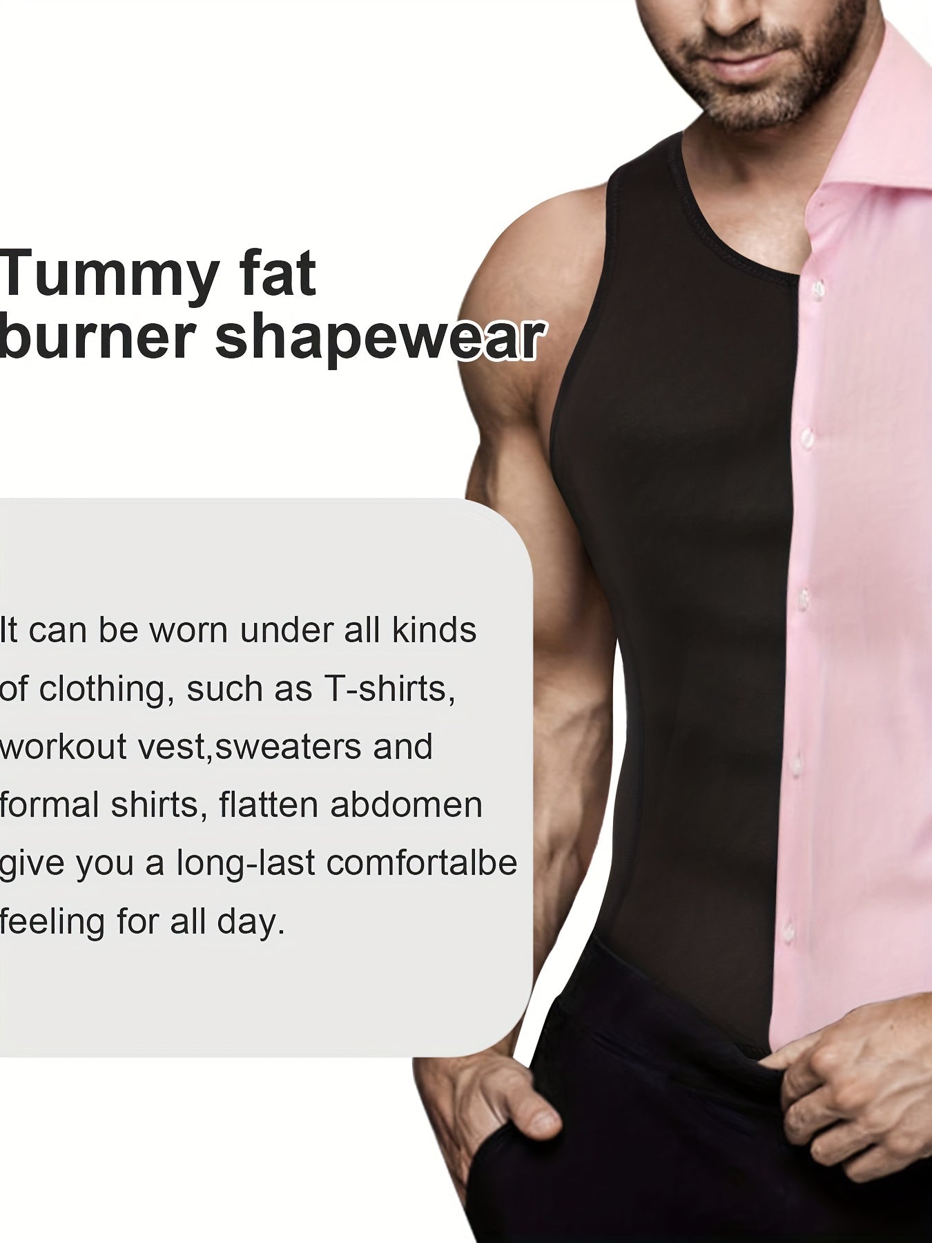 Skinny compression tank top for men, provides back support during sports workouts.