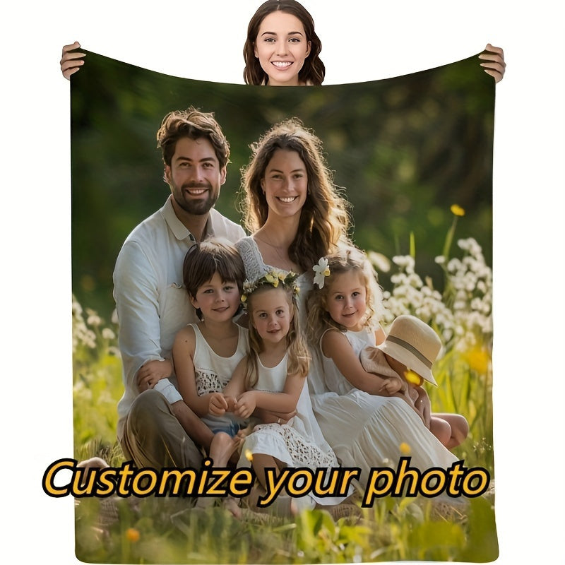 Personalized Flannel Blanket with Custom Photo - Modern Design, Suitable for All Seasons, Easy to Clean, Made with 100% Polyester, Lightweight, Perfect for Grandparents, Family, and Friends | Great for Birthdays or Special Occasions