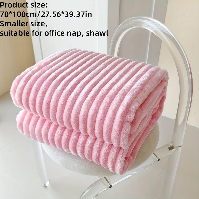 Luxury double-sided faux rabbit fur throw blanket, soft and cozy for naps, office, camping, and sofa use. Machine washable and durable. Small size (70*100cm), buy with caution.