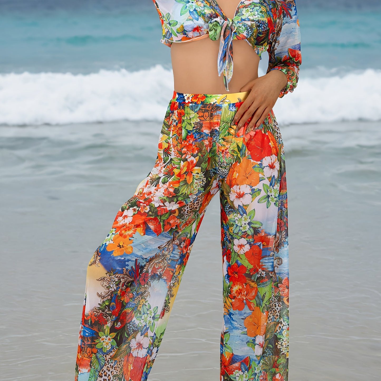 2024 Chic Printed Four-piece Sand Swimwear