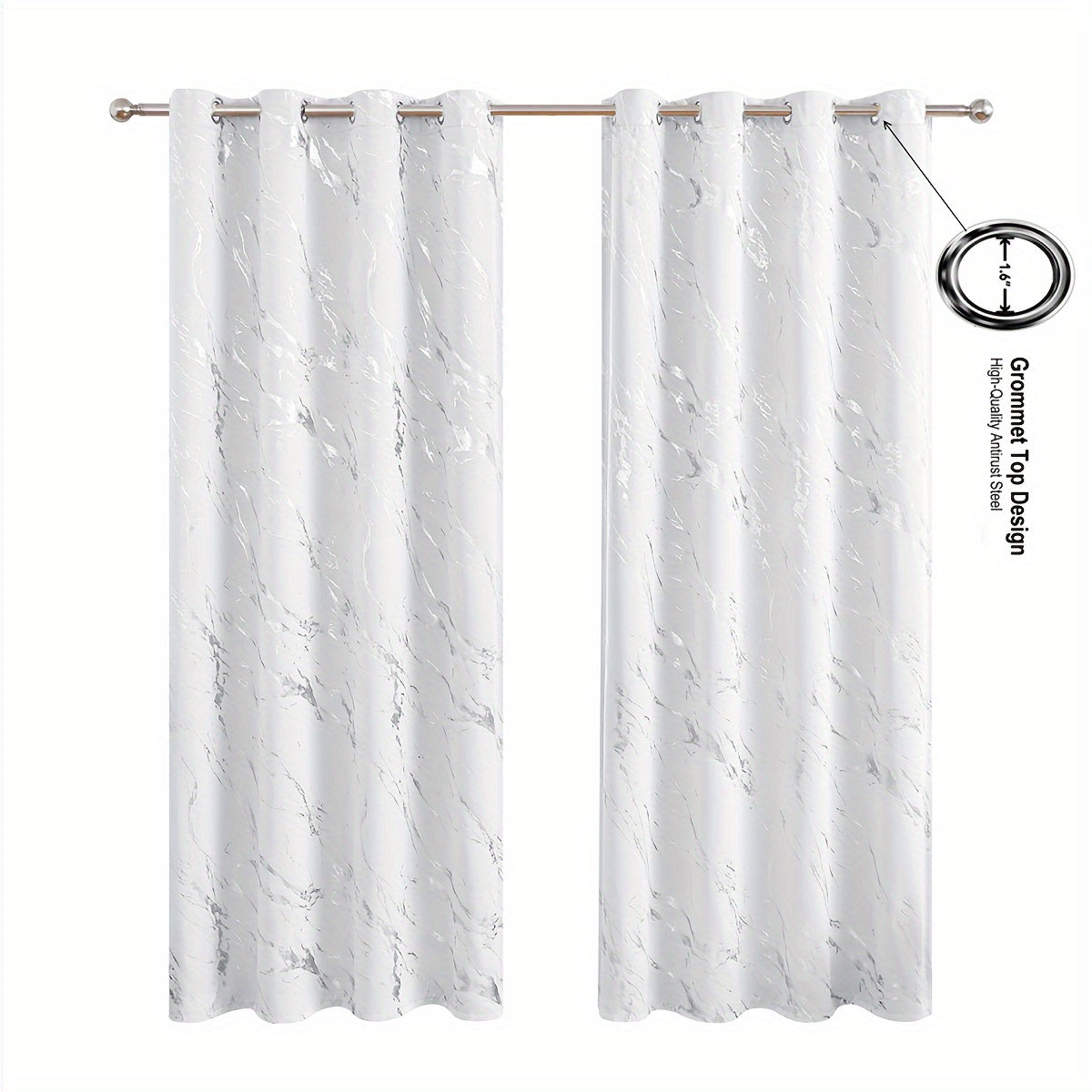 Modern Marble Pattern Blackout Curtains Set of 2 - Featuring UV Protection and made from Polyester Fiber, perfect for enhancing the decor of your Living Room or Bedroom. Ideal for Home Decoration.