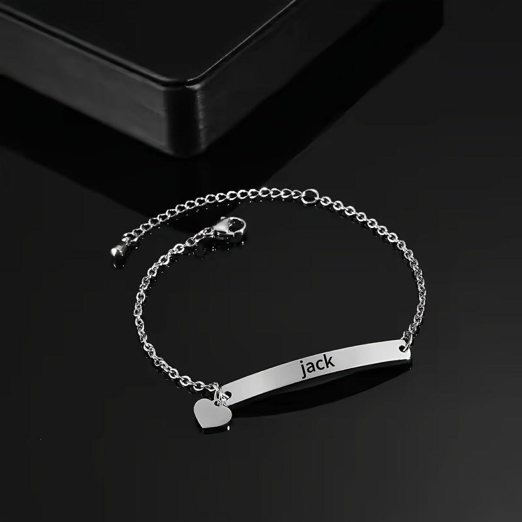 Elegant Minimalist Custom Name Bracelet for Women, Made of Stainless Steel with Heart and Star Charms. Ideal Gift for Any Occasion. Personalized and Suitable for Giving. Add a Touch of Bling to Your Look.