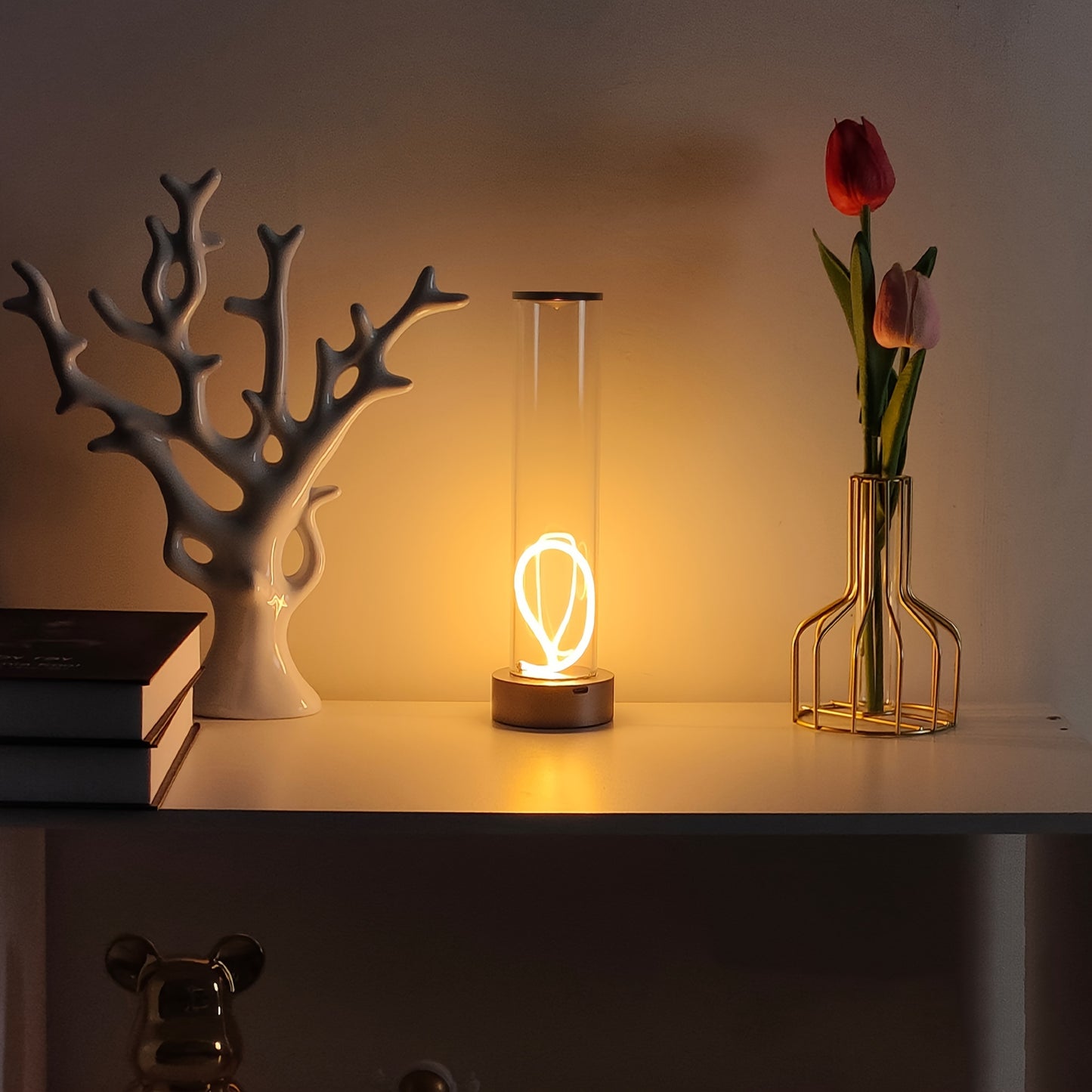 Rechargeable touch-controlled bedside lamp with 3 dimmable levels, USB powered, perfect for multiple rooms.