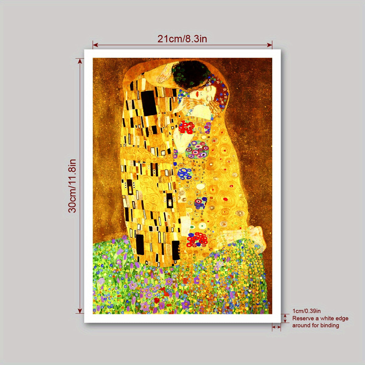 Gustav Klimt's "The Kiss" canvas print for vibrant living room decor, shipped safely rolled in a tube without frame.