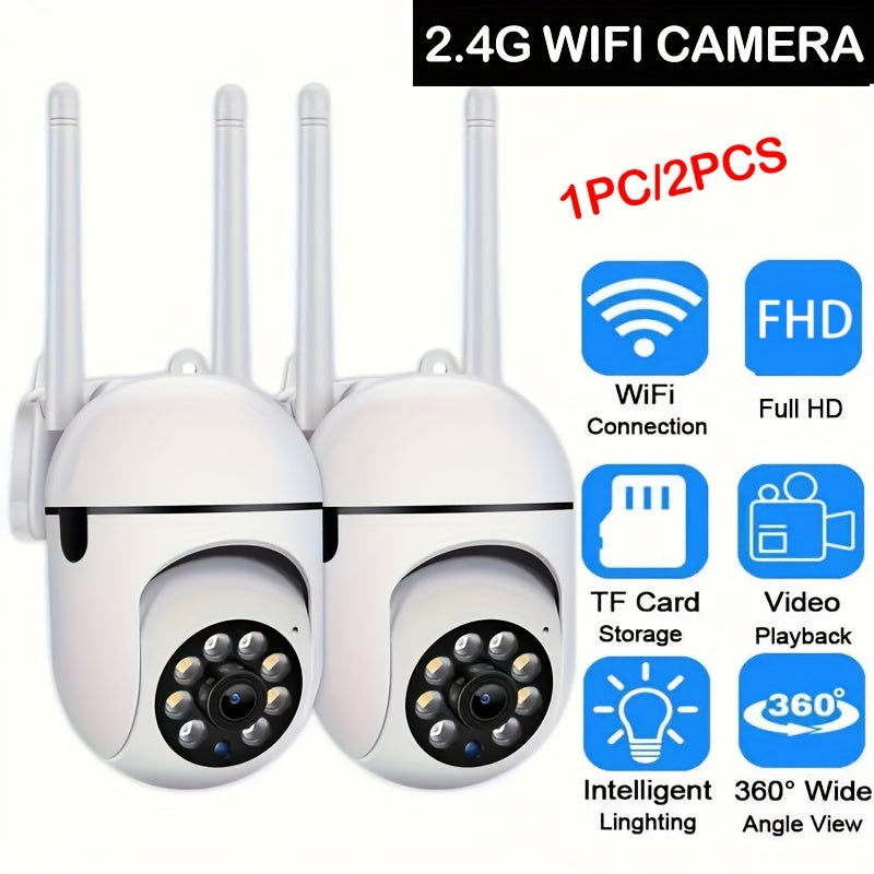 WiFi Camera with 355 degree intercom, night vision, and remote control for indoor home security. Access and view anytime, anywhere using the app. SD card not required.