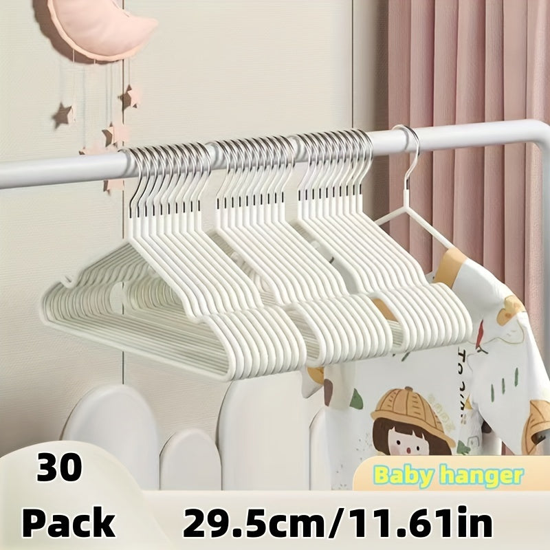 20 to 30 pieces of baby clothes storage hangers, kid clothes drying racks that are durable and anti-slip. Perfect for organizing and storing clothes in the bathroom, bedroom, closet, wardrobe, home, or dorm.