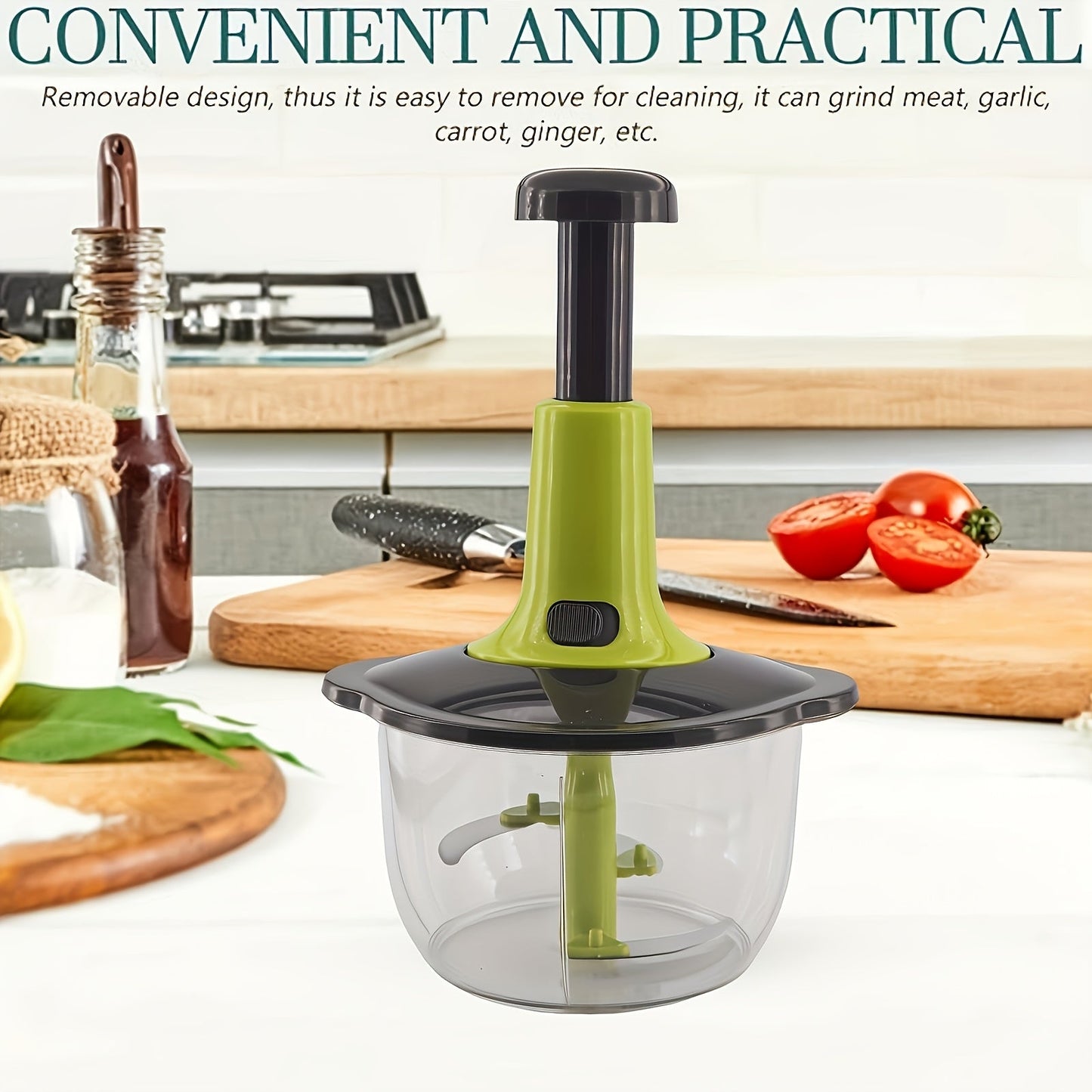 Essential Kitchen Tool: KitchenPro Metal Hand Food Chopper - Straight Blade Edge, Multi-Function Manual Press Chopper for Vegetables, Fruits, Herbs, Meat Mash, Salad, Pesto, Salsa - Ideal for Quick Prep