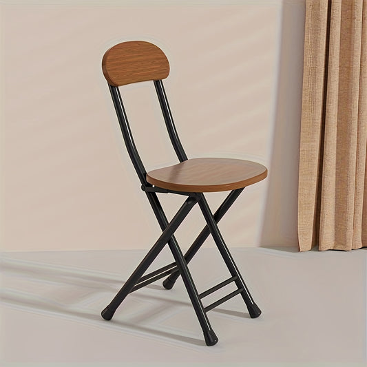 Ergonomic folding chair in deep brown - lightweight, durable, portable for home, office, dorms, outdoors, with easy assembly, space-saving design.