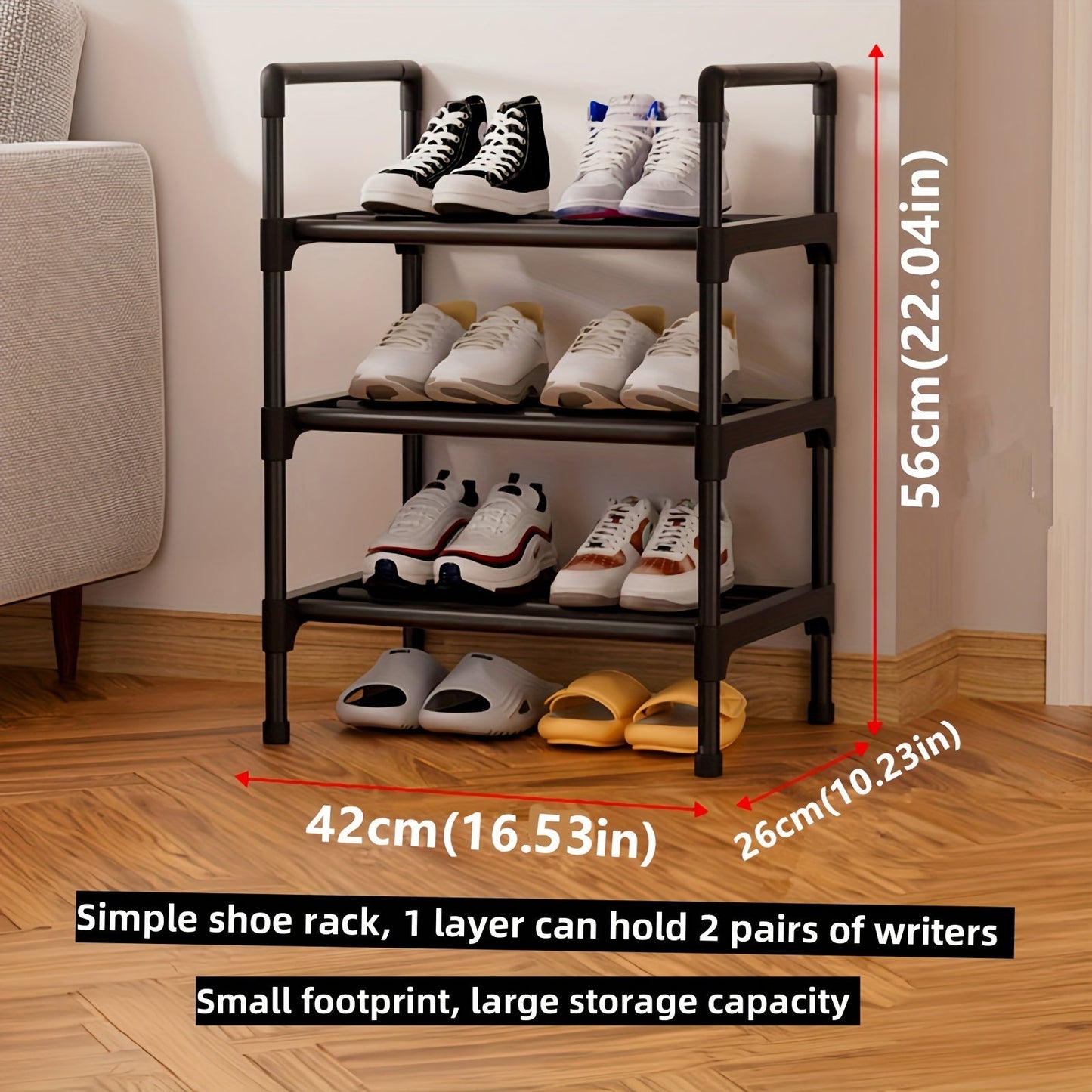 Adjustable 1 to 5 Tier Shoe Rack made of Metal & Plastic, Standalone Organizer for Bedroom, Hallway, Bathroom, Office - Iron Finish Floor Mount Storage Shelf.