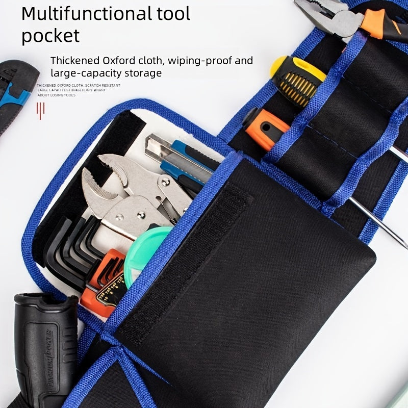 Sturdy electrician's tool bag - waterproof, portable hardware organizer for home repairs in black.