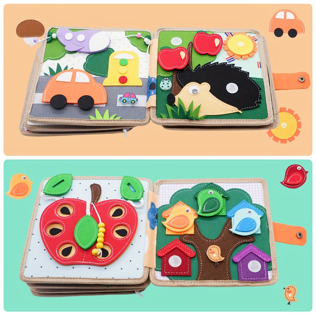 Educational Busy Board Toys for Early Childhood Development, Interactive 3D Story Cloth Book to Enhance Fine Motor Skills, Perfect Travel Toy Birthday Gift