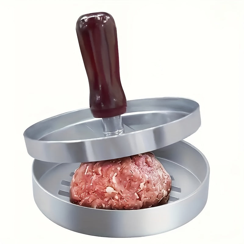 Non-stick burger press patty maker for beef, cheese, and veggie burgers, ideal for BBQ cooking.