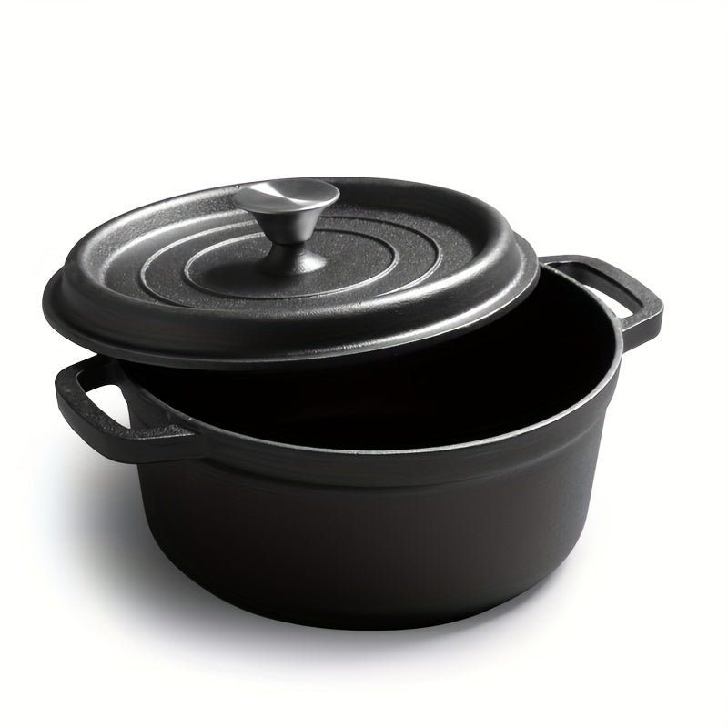 New for 2024: Stylish Cast Iron Dutch Oven - Generous Size, Uncoated Stew Pot Equipped with Dual Handles for Effortless Cooking and Serving