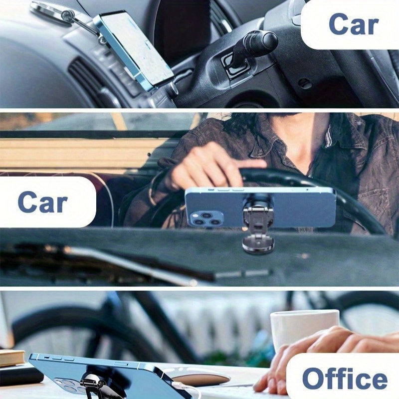 360-Degree Rotating Magnetic Car Dashboard Mount with Zinc Alloy Universal Adjustable Phone Holder and Memory Foam Wrist Rest; Not Waterproof; Suitable for Office and Gaming.