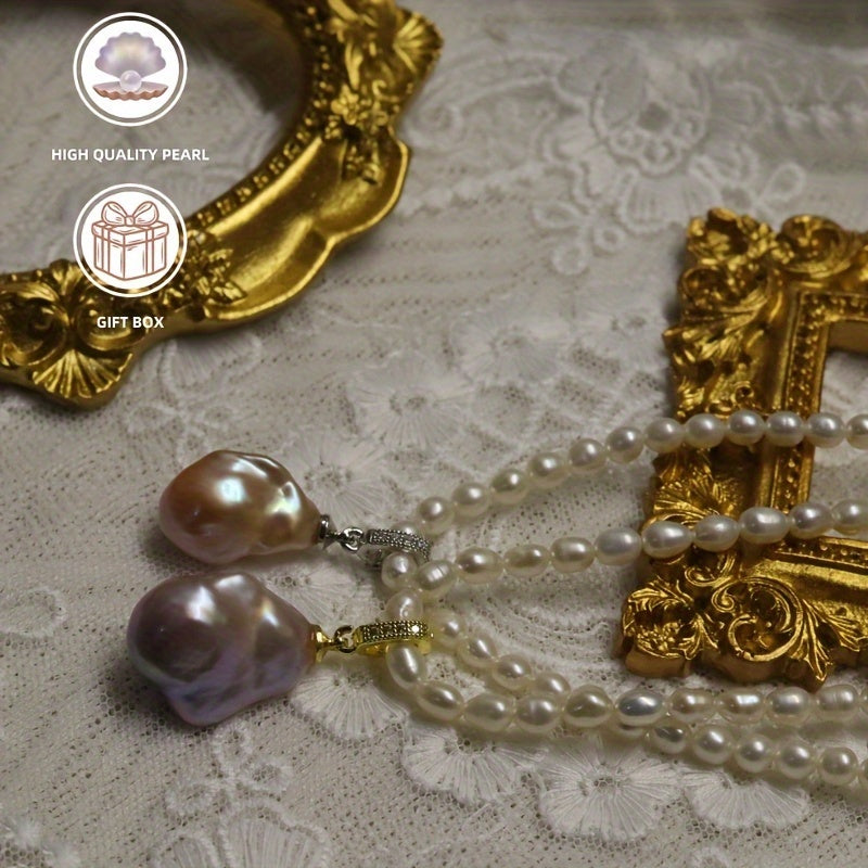 Vintage style large freshwater pearl pendant, inspired by chic Baroque designs, that is detachable and versatile for creating DIY jewelry. A perfect gift idea for any occasion.