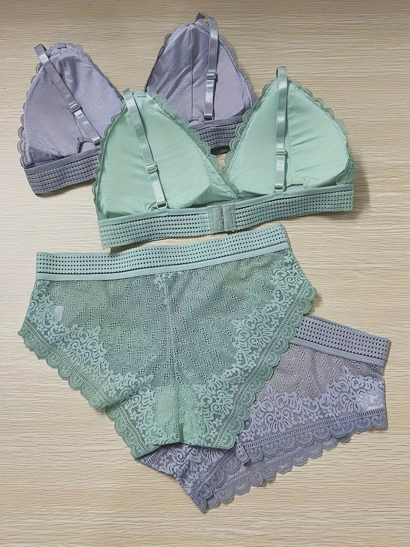 2-piece sexy lingerie set with lace cami bra and panties.