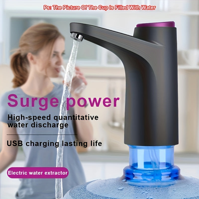 Portable water pressure device for home, office, or dormitory - USB rechargeable electric water bottle pump, automatic drinking water dispenser for jugs ranging from 5.68 to 18.93 liters.