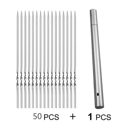 Set of 20/30/50 Stainless Steel BBQ Skewers with Storage Tube, Long-lasting and Easy to Clean, Perfect for Outdoor and Indoor Grilling Events