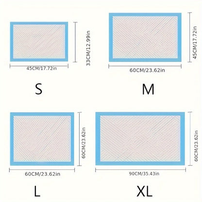 Disposable pet diapers with high absorbency, suitable for dog potty training and pet cage pads. Available in packs of 100, 50, 40, or 20 pieces.
