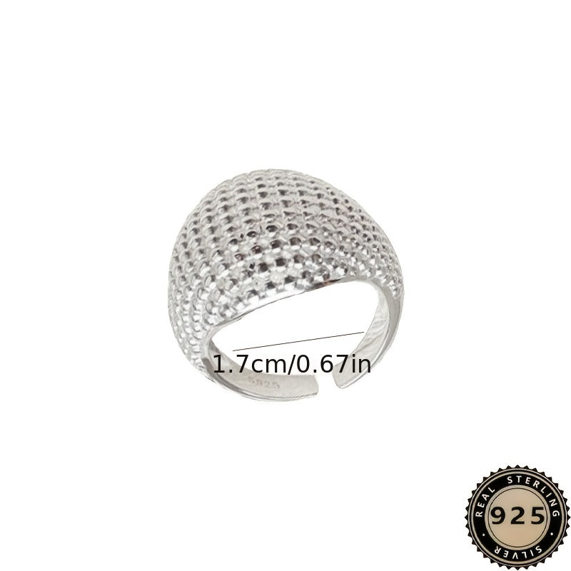 925 Sterling Silver Hollow Ball Ring with Adjustable Open Design - Elegant, Sexy, and Perfect for Casual Attire or Gifting