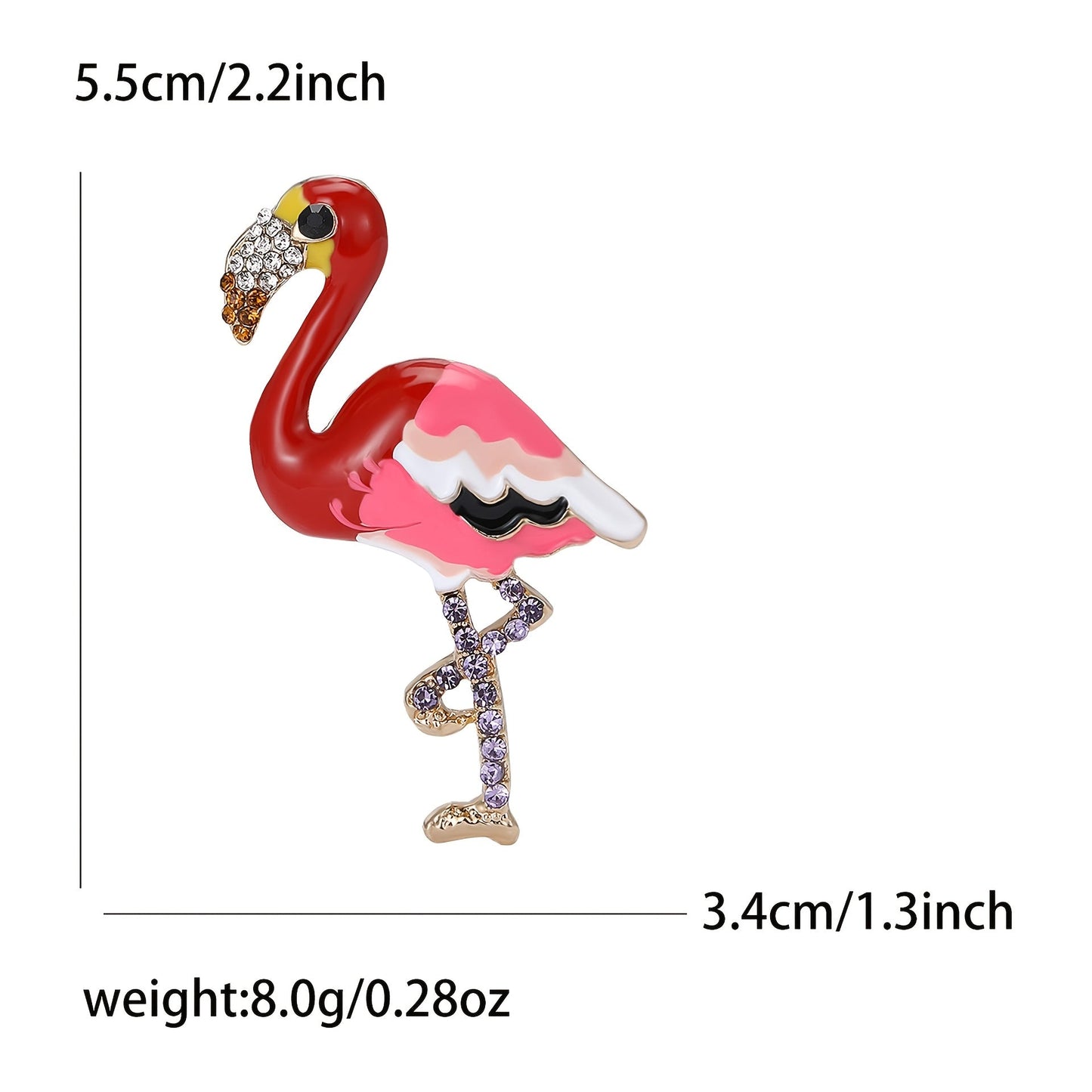 Adorable Flamingo Cartoon Brooch adorned with Sparkling Rhinestones, in fun Animal Shape design, perfect as a Breast Pin