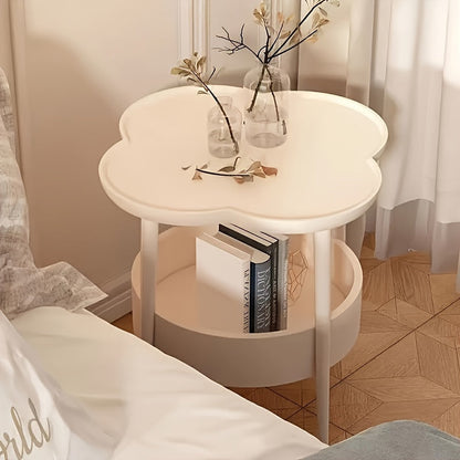 Stylish Contemporary Side Table - Lightweight, Ivory Couch Accent with Shelf for Living Room Storage