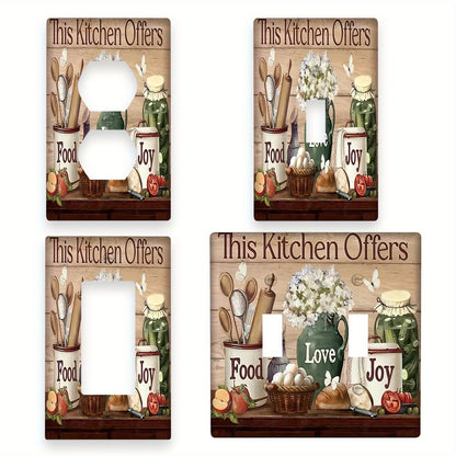 Stylish kitchen utensils light switch cover - decorative wall plate for home or classroom, effortless to install without batteries.