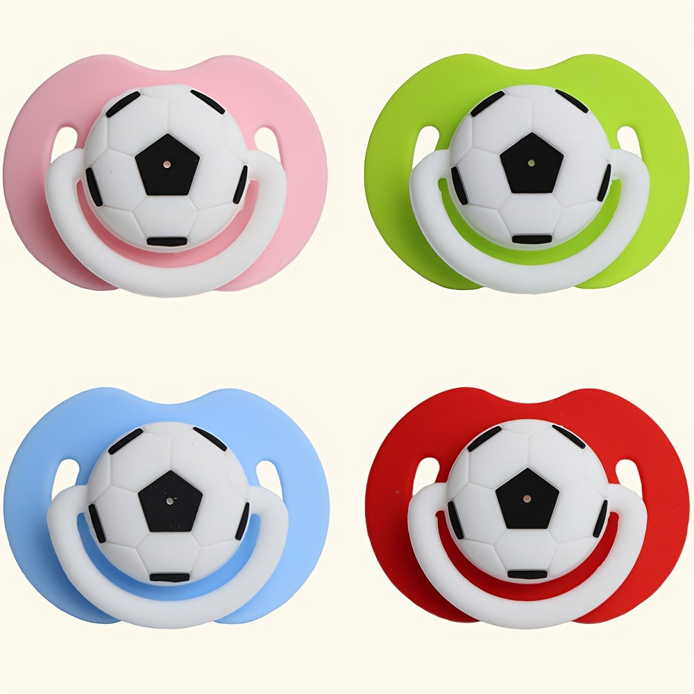 Soccer Ball Design Silicone Pacifier for Ages 0-6 - Single-piece Construction, Simple to Wash, Gentle on Teeth, Comes in Red, Blue, Green, Pink