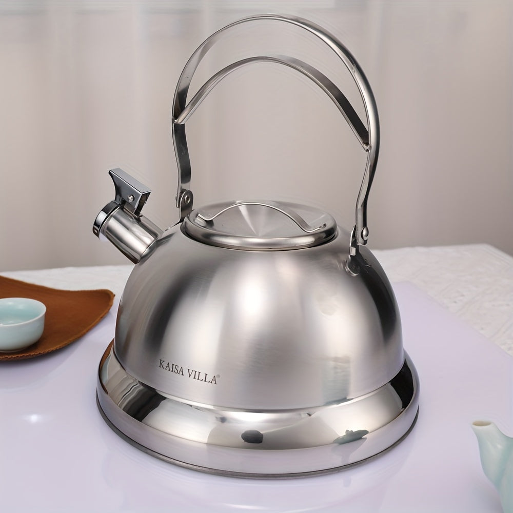 Kaisa Villa Stainless Steel Whistle Kettle, 3L, Suitable for Electric & Gas Stoves, No Electricity Needed, 3-Layer Composite Base, Ideal for Home Kitchen Utility