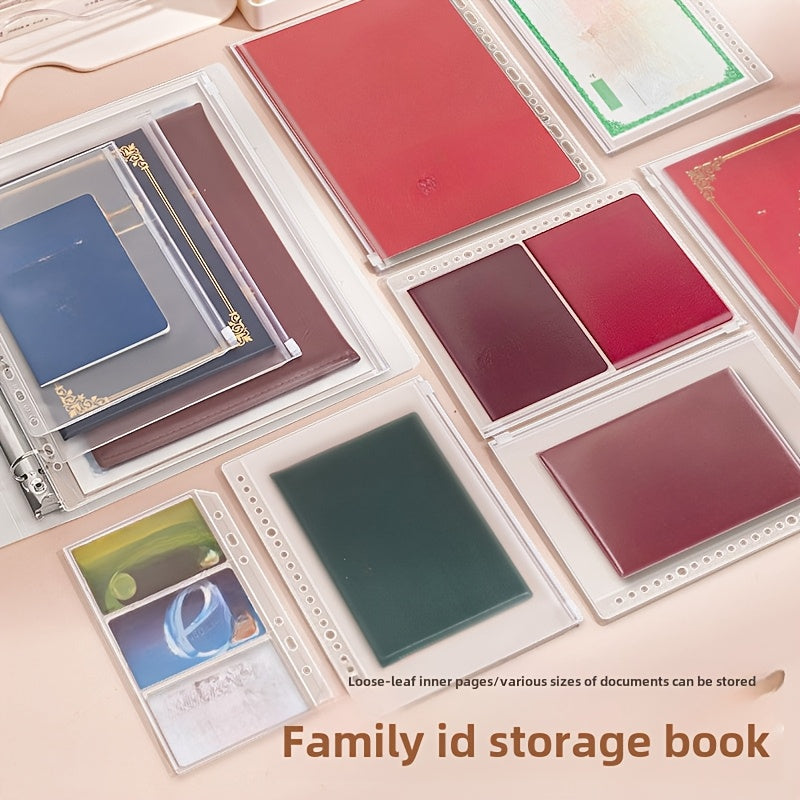 Multi-functional family ID storage bag for home and office, made of PP material. Includes document, receipt, archive, and room book organizer with loose leaf design.