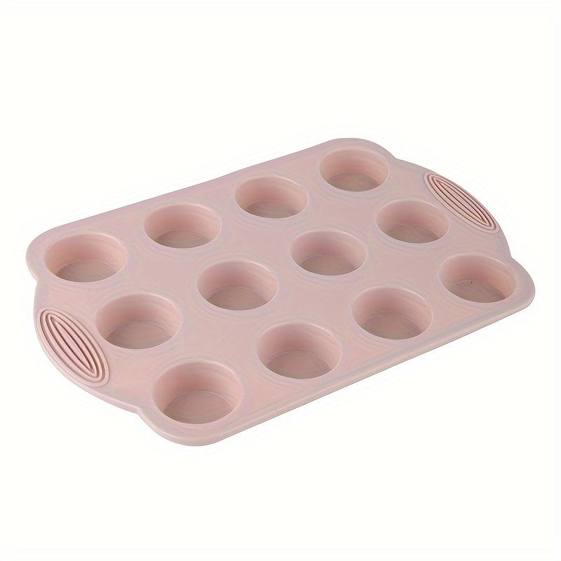 Non-stick Silicone Muffin Pan with 6/12 Cavities, Food Grade Paper Cupcake Mold, Brownie Cake Tart Bread Baking Pan. Safe for Dishwasher, BPA Free.