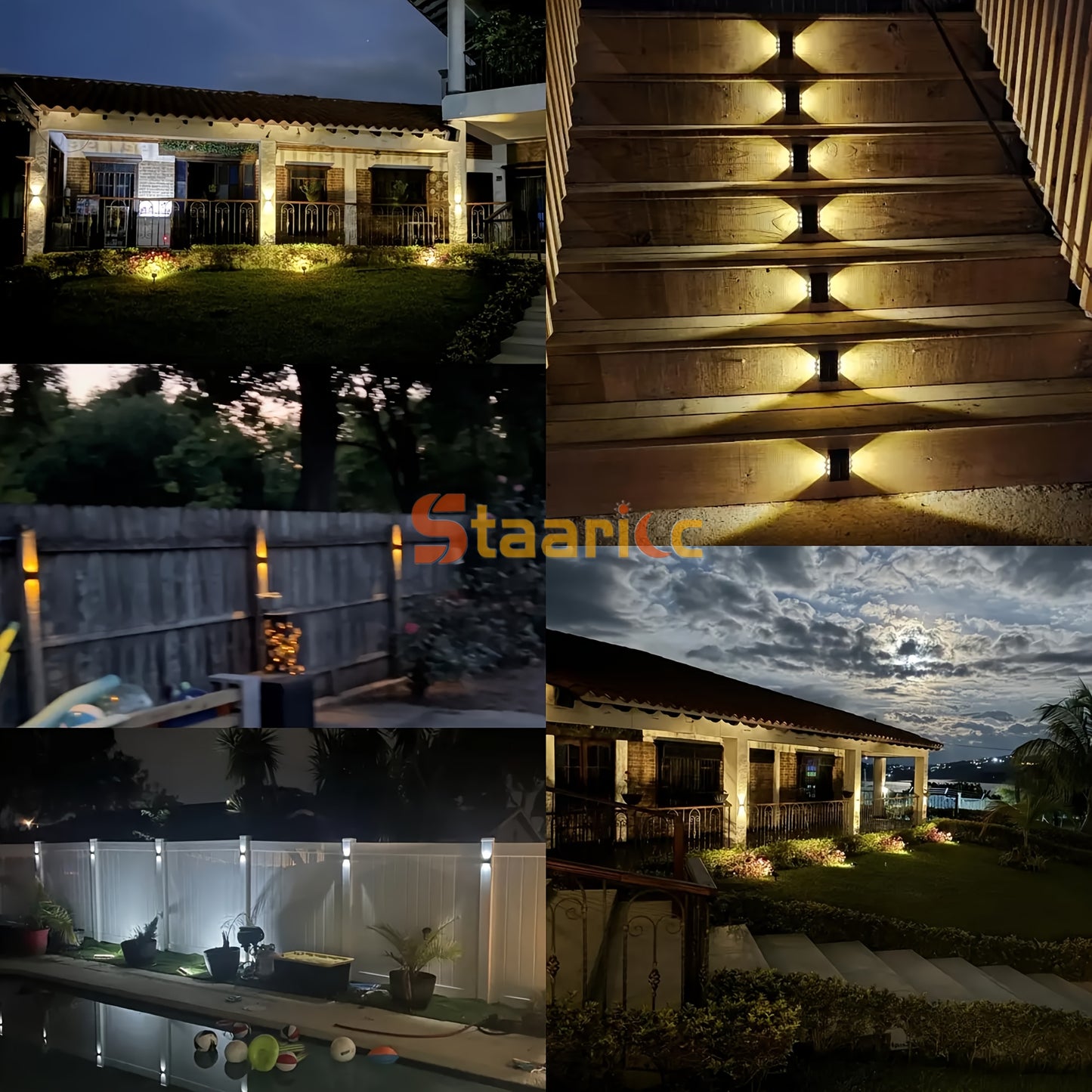 Solar Wall Lights for Outdoor Decoration - Set of 8/6/4/2 LED lights for Courtyard, Street, Fence, Garage, Garden.