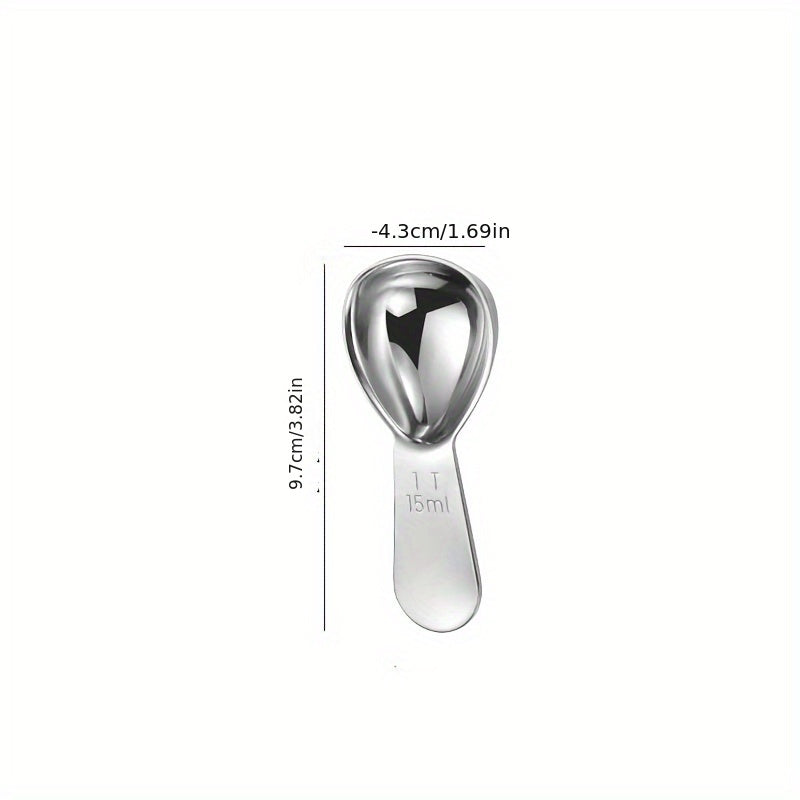 Stainless Steel Coffee Bean Measuring Spoon with Scale - 30ml Capacity, Ideal for Measuring Milk Powder, Coffee, or Baking Ingredients - 15ml Capacity