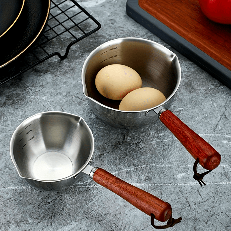 Versatile Saucepan with Durable Stainless Steel Construction and Solid Wood Handle - Great for Cooking and Heating, Essential Kitchen Tool