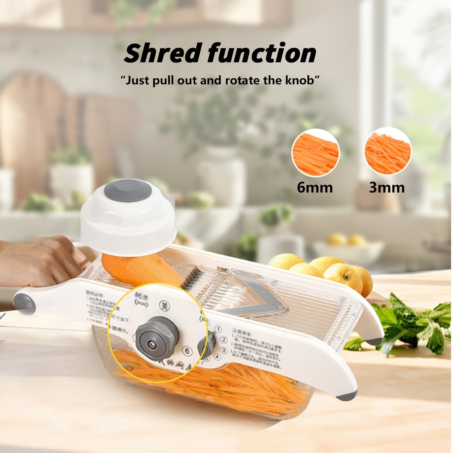 Veggie and Fruit Chopper with Adjustable Slicer, Hand Guard, Stainless Steel Blade, Cleaning Tools, and Drain Basket - Manual Veggie Slicer made with ABS Plastic, a Must-Have for Your Kitchen