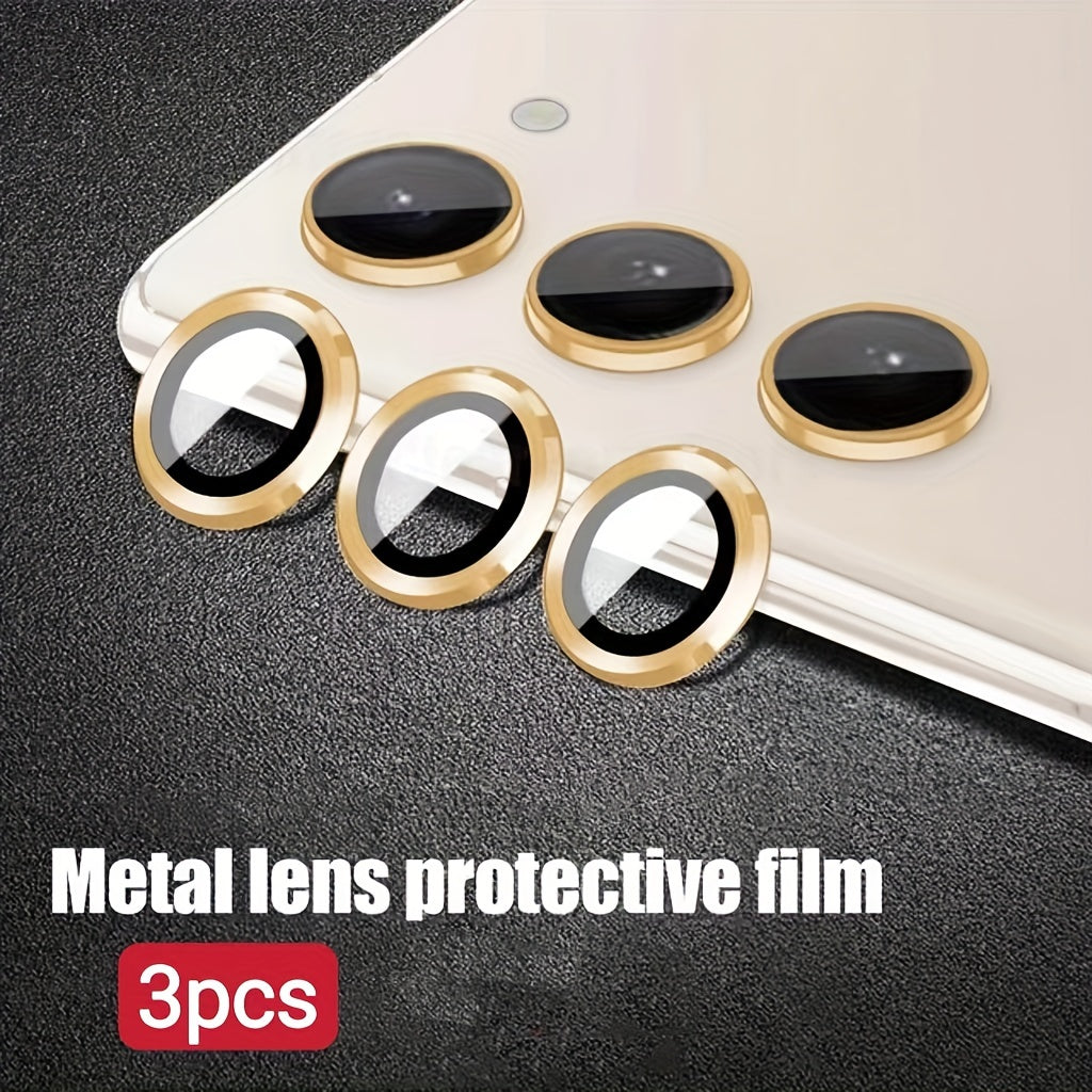 Camera protector rings for various Samsung devices in the A and S series, designed to protect camera lenses.