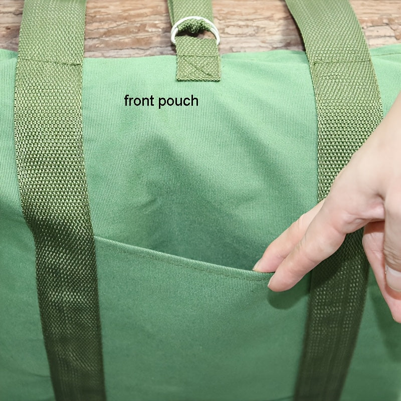 Durable Canvas Firewood Carrier Bag in Military Green, Ideal for Outdoor Camping and Fireplace Use, Features Reinforced Handles for Easy Storage and Transport of Firewood