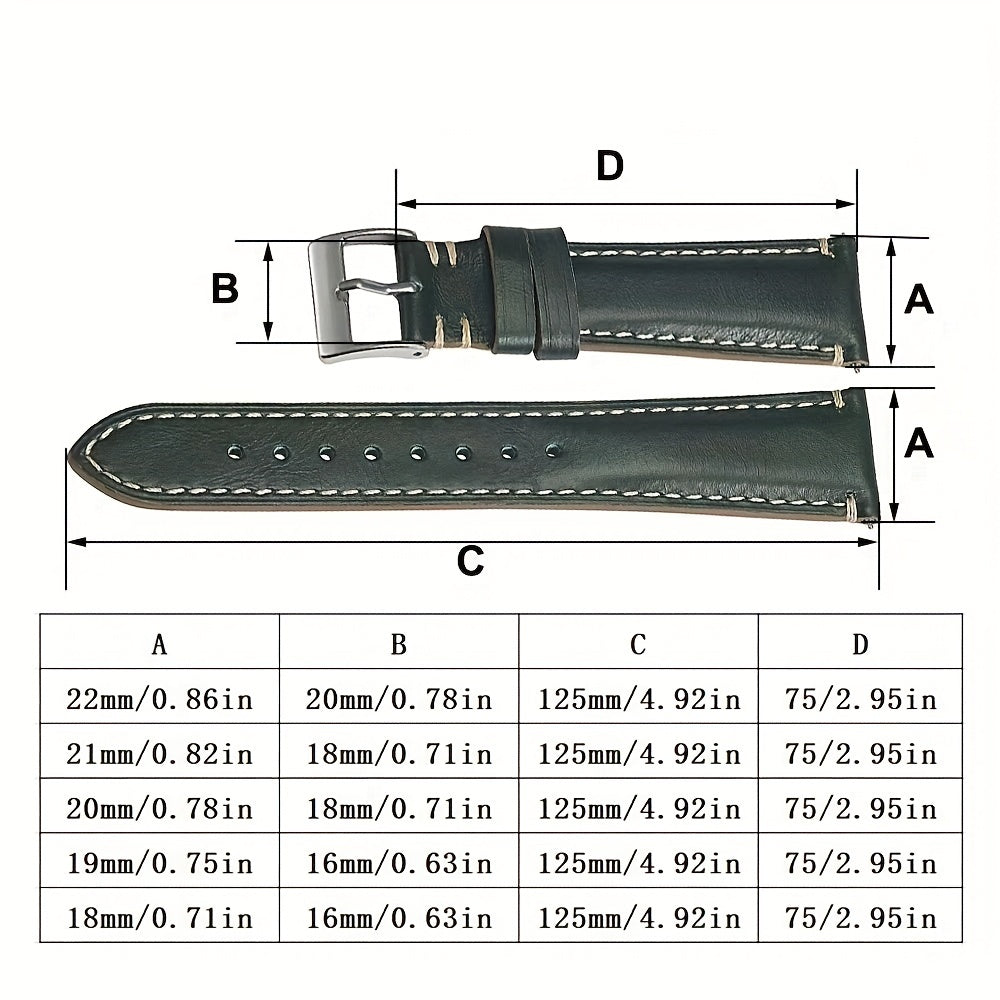 Premium Genuine Leather Watch Strap with Quick Release 18-22mm options, Expertly Hand Stitched and made from Horsehide Leather, Perfect for both Men and Women, Comes with Spring Bars, Great for Gifting