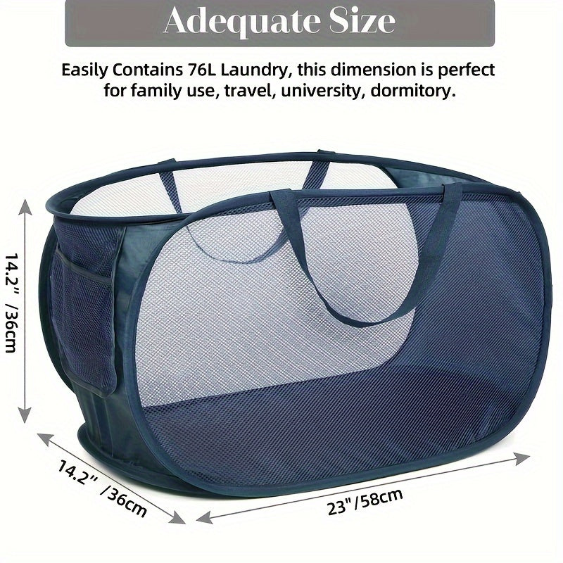 Durable and Lightweight Foldable Clothes Hamper - Convenient Mesh Design with Added Side Pocket & Strong Handles - Perfect for Laundry Organization and All-Year Gift Giving - Great for Holidays such as Christmas, Thanksgiving, New Year, Valentines Day